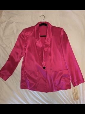 NWT Vintage Lloyd Williams 100% Silk Blazer Pink Petite 2 P9395